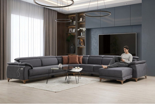 Wohnzimmer Ecksofa U-Form Polstermöbel Sofa Couch Modern Möbel Design