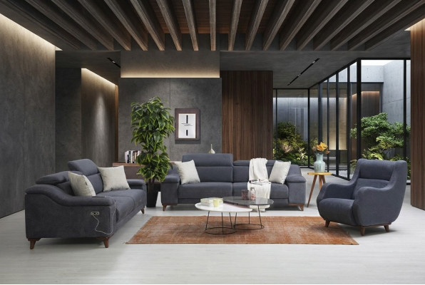 Sofagarnitur Set Komplett Modern Wohnzimmer Textil Couch Luxus Polstermöbel