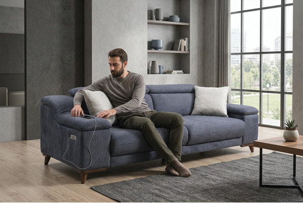 Dreisitzer Sofa Couch Wohnzimmer Polstermöbel Textil Modern Möbel Neu