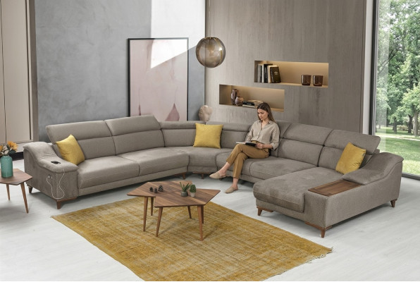 Sofa U-Form Wohnzimmer Ecksofa Polstermöbel Modern Polster Textil Design