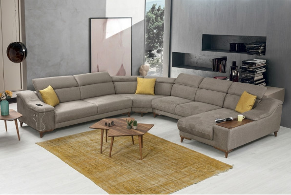 Sofa U-Form Wohnzimmer Ecksofa Polstermöbel Modern Polster Textil Design