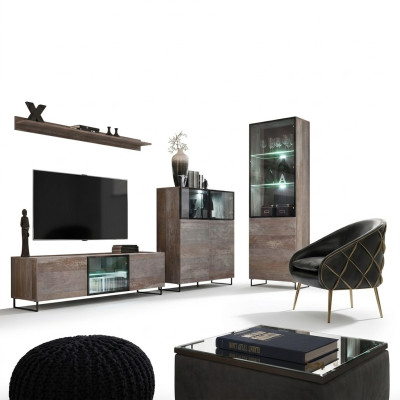 Modern Wohnzimmer Set TV-Ständer Design Einrichtung Vitrine Neu Holz Möbel