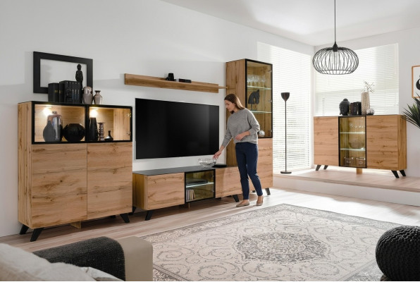 Wohnwand Set 5 tlg Luxus Wohnzimmer Kommode TV-Ständer Design Einrichtung