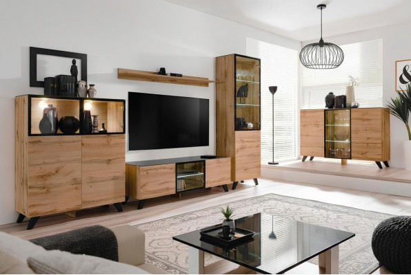 Wohnwand Set 5 tlg Luxus Wohnzimmer Kommode TV-Ständer Design Einrichtung