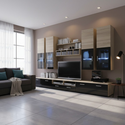 Wohnzimmer Komplett TV-Ständer Design Wandschrank Luxus Wohnwand Einrichtung Neu