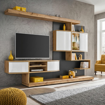 Braun Wohnwand Einrichtung Luxus Wohnzimmer Designer TV-Ständer Möbel Neu