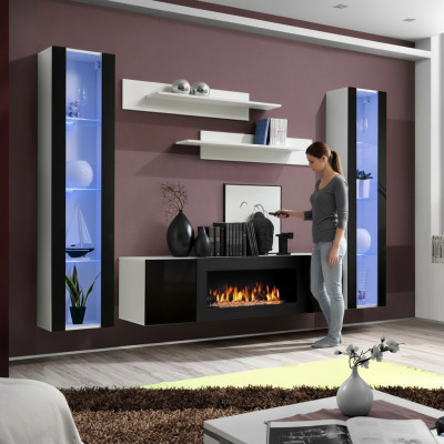 Luxus Wohnwand tv Ständer Sideboard Holz Designer Wohnzimmer Hänge Vitrine Möbel