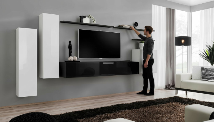 Wohnwand Wandschrank Schrank TV-Ständer Sideboard Regal Wohnzimmer Einrichtung