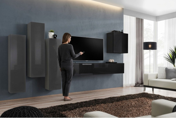 Design Wohnwand TV Ständer 3x Wandschrank Sideboard Schrank Luxus Möbel