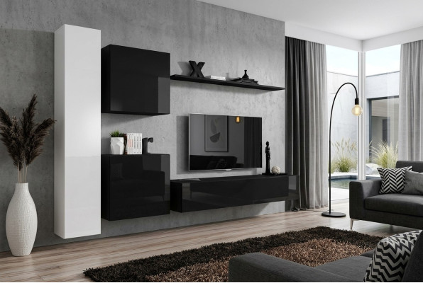 Wohnzimmer Wohnwand Set 4tlg Gruppe Garnitur Schrank 4tlg. Holz Möbel Regal