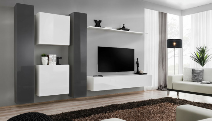 Wohnzimmermöbel Weiß Wohnwand Designer Möbel Komplette Set 6tlg Neu