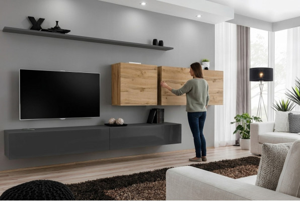 Designer Sideboard Holzmöbel Komplett 7tlg Wandschrank Wohnzimmermöbel