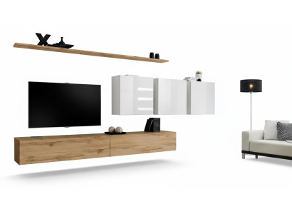 Komplett Set Wohnwand Modern TV-Ständer Sideboard Einrichtung Design Wand Regal