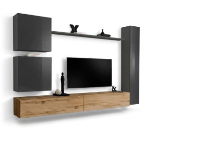 Wandschrank Wohnwand Komplett Set 6tlg Modernes Möbel Sideboard TV-Ständer
