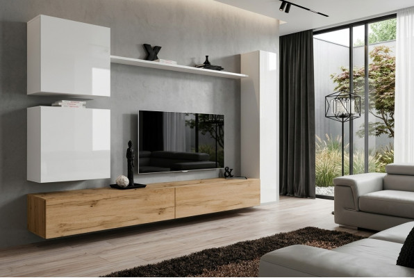 Weiß Komplett Set Wohnzimmermöbel Wohnwand Regal Luxus Wandschrank Neu
