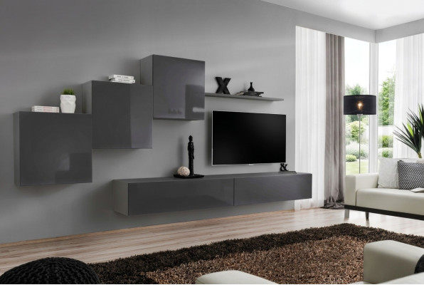 Wohnwand Wohnzimmer Set 6tlg Wandschrank Wandregal Garnitur Komplett Neu