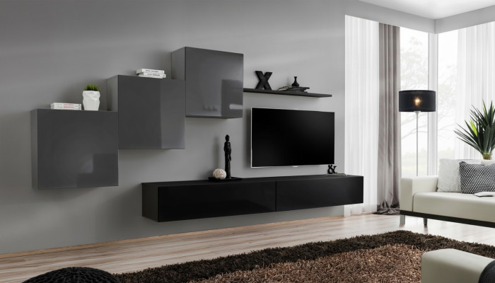 Moderne Schwarz TV Ständer Wohnwand Wohnzimmermöbel Schränke Möbel Neu