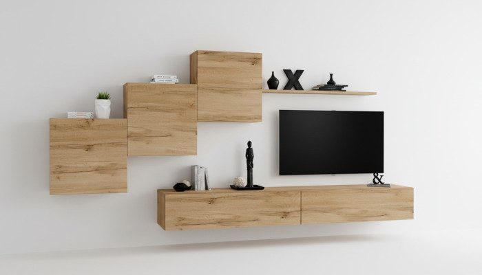 Designer Wohnwand Braun TV Ständer Moderne Sideboard Wandregal Wandschrank 6 tlg