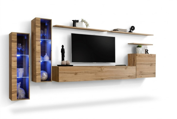 Wohnzimmermöbel Garnitur Set 7tlg Luxus Möbel Designer Wandschrank Wandregal