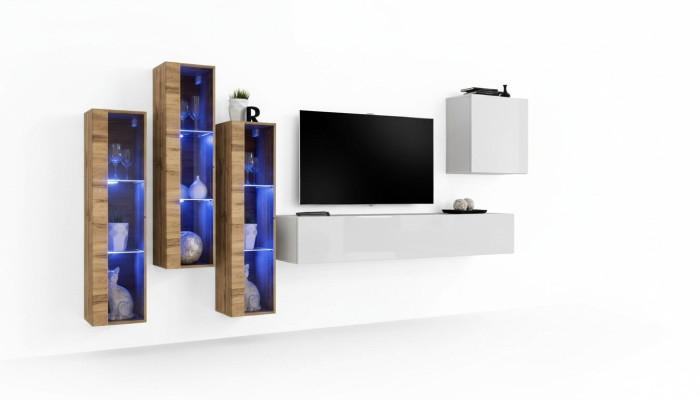 Komplett Set 5tlg Wohnzimmer Holz Einrichtung Modern Designer Garnitur Hochglanz