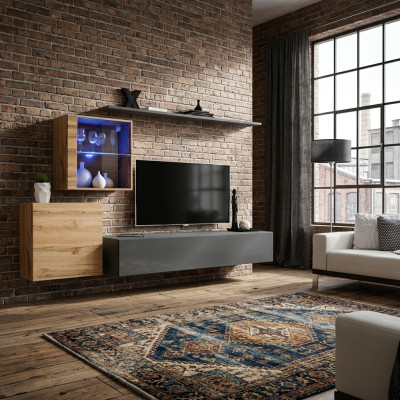 Wand Regal Komplett Set Designer Wohnzimmermöbel Luxus Möbel Holz Einrichtung