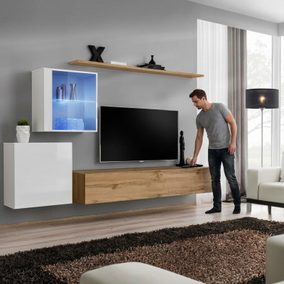 Wohnwand 260 cm Luxus Wand Schrank Wohnzimmermöbel Regale Einrichtung Modern