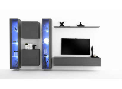 Luxus 2x Hänge Vitrine Neu Wohnwand 2x Wandschrank Komplett Set Wand Regal Neu