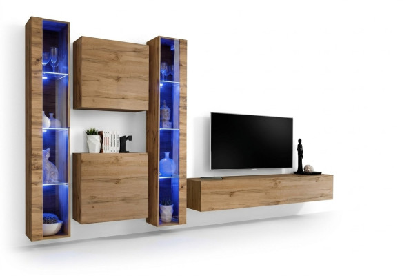 Braun Wohnwand Modern Hänge Vitrine Hänge Schrank Luxus Einrichtung Wand Set