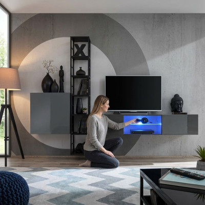 Wohnzimmermöbel Wohnwand Holz Einrichtung TV-Ständer Komplett Neu Möbel