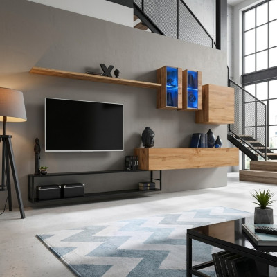 Wohnwand Braun Designer Sideboard TV-Ständer Einrichtung Luxus Komplette Neu