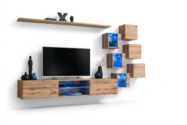 Braun Wohnwand Wohnzimmermöbel Wand Schrank Luxus Set Neu Holzmöbel