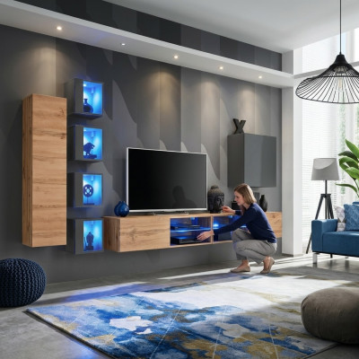 Set Wohnwand 320 cm Wandschrank TV-Ständer Modern Sideboard Wohnzimmermöbel