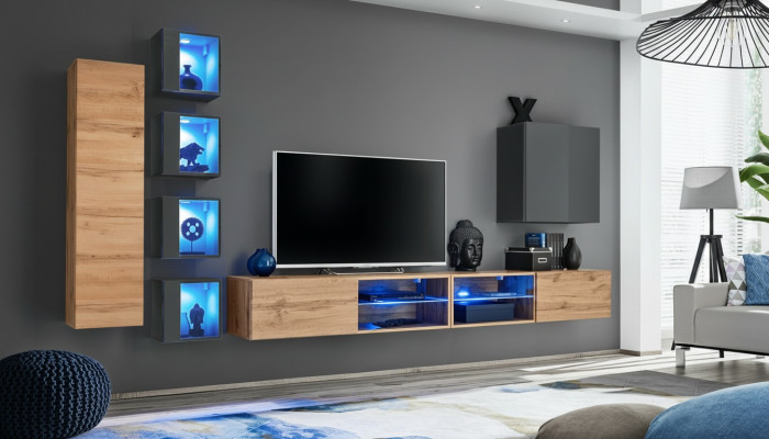 Set Wohnwand 320 cm Wandschrank TV-Ständer Modern Sideboard Wohnzimmermöbel