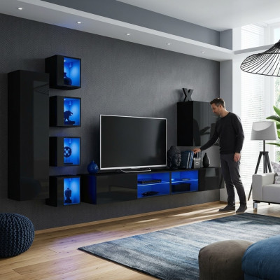 Garnitur Wohnwand Komplett Holzmöbel Modern Designer Set Wandschrank Einrichtung
