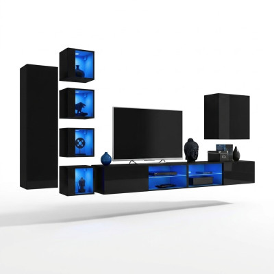 Garnitur Wohnwand Komplett Holzmöbel Modern Designer Set Wandschrank Einrichtung