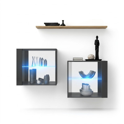 Wohnzimmer Set Designer Wohnwand Grau 130 cm Einrichtung Luxus Wand Regal
