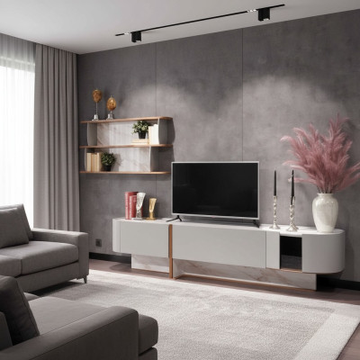 Wohnzimmer Set Luxus Wohnwand TV-Ständer Sideboard Neu Wandregal