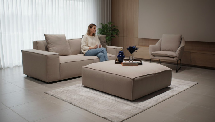 Wohnzimmer Möbel Luxus Komplett 2tlg Design Sofa Dreisitzer Einrichtung Hocker
