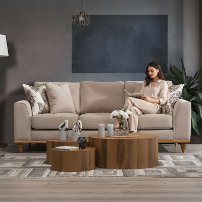 Sofa Dreisitzer Wohnzimmer Design Modern Möbel Luxus Beige Sofas
