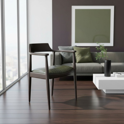 Esszimmer Design Stuhl mit Armlehnen Neu Möbel Sitz Schwarz Holzstuhl