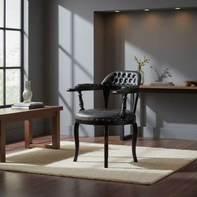 Luxus Design Polster Stuhl Polster Sitz Esszimmer Holz Stuhl mit Armlehnen