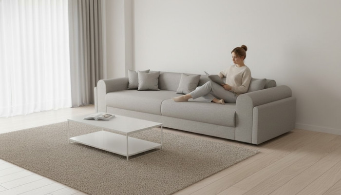 Designer Sofa 3-Sitzer grau Stoffsofa Sofas Textilien Couch Dreisitzer 240cm