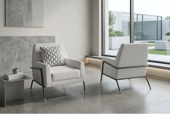 Designer Sessel Wohnzimmer Möbel Einrichtung weiß Textil Fernsehsessel Lounge
