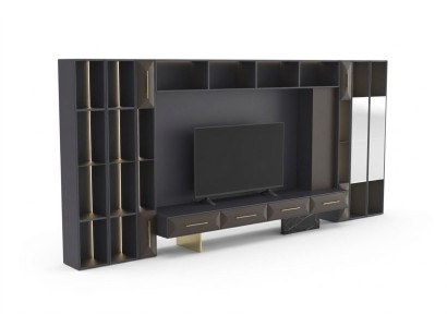 Luxuriös Wohnwand Wohnzimmer Möbel Holz TV Ständer Moderne Design neu