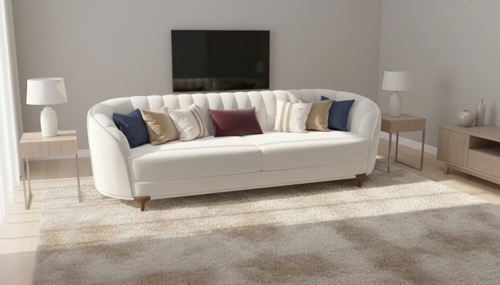 Modernes weiß Sofa im Wohnzimmer Exklusives 3 Sitzer Sofas 250cm Luxus