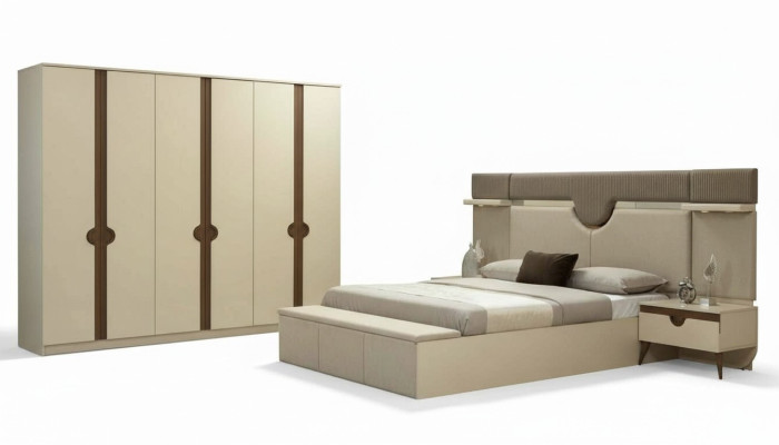 Stilvoll Möbel 4tlg. Schlafzimmer Set Bett 2x Nachttisch Kleiderschrank Neu