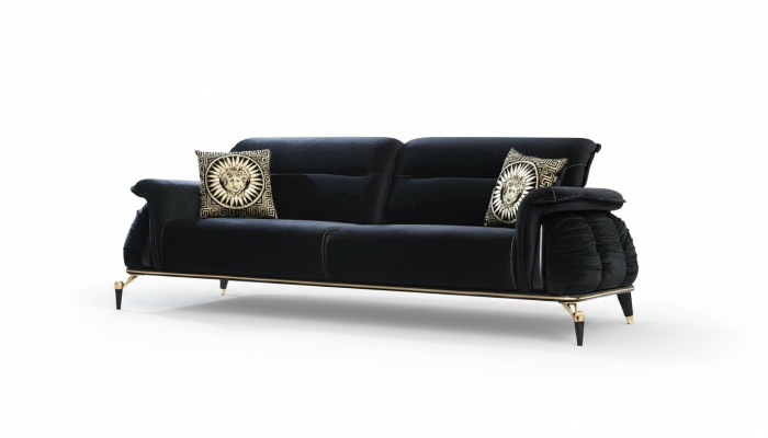 Sofa 3 Sitzer schwarz Chesterfield Designer Möbel Wohnzimmer Sofas Luxus