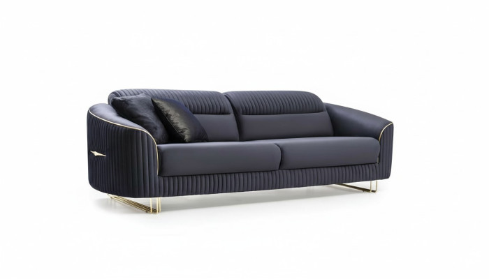 Sofa 3 Sitzer Polstersofa blau Textil Sitz Design Couch Modern Neu