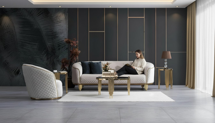 Sofagarnitur 2tlg Wohnzimmer Sofa 3 Sitz Sessel Modern Design Couch