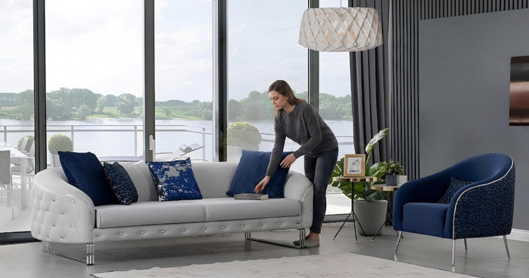 Modern Sofa Set 2 tlg Wohnzimmer Luxus Sofagarnitur 3+1 Sitzer Möbel